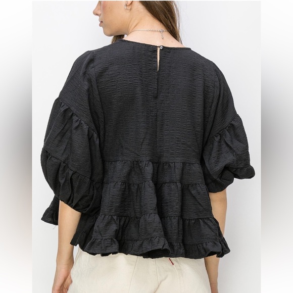 39 BEAUTIFUL SHORT SLEEVE BABYDOLL BLOUSE - Picture 4 of 5